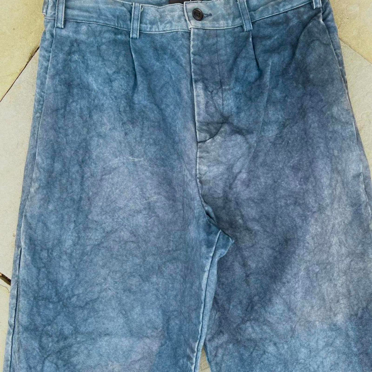 Stussy Blue Garment Dye Canvas Volume Pleated Trousers Pants