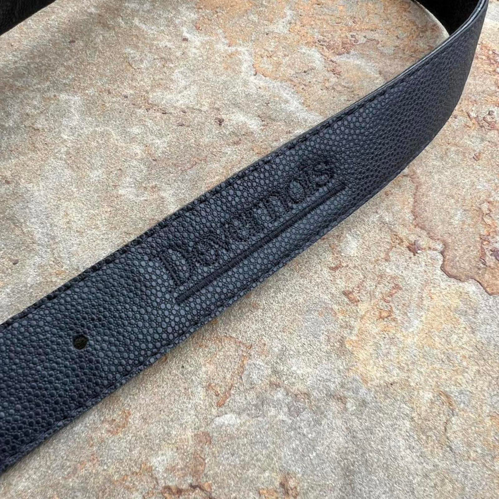 Vintage 80s Black Embossed Faux Leather Belt