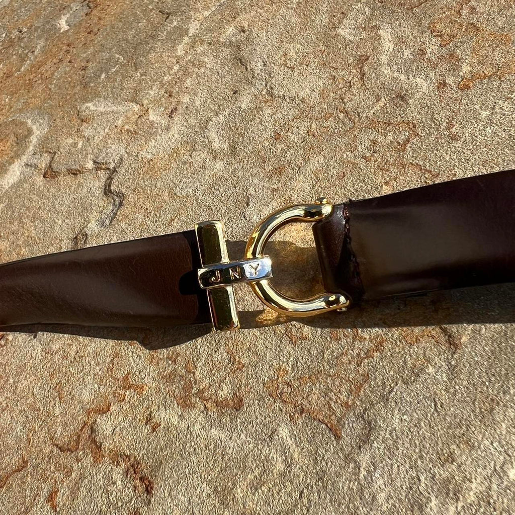 Y2K Dark Brown Leather and Gold Sectional Belt