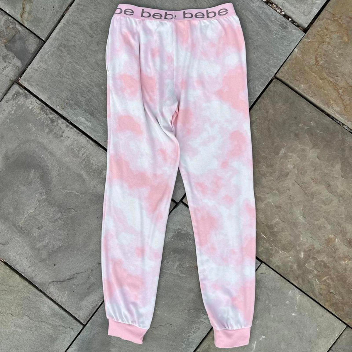 Bebe Pink + White Tie-Dye Loungewear Sweatpants