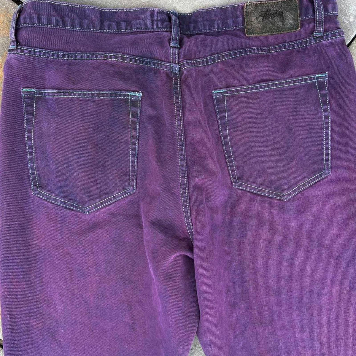 Double Purple Wash Reworked Stussy Big Ol Jeans
