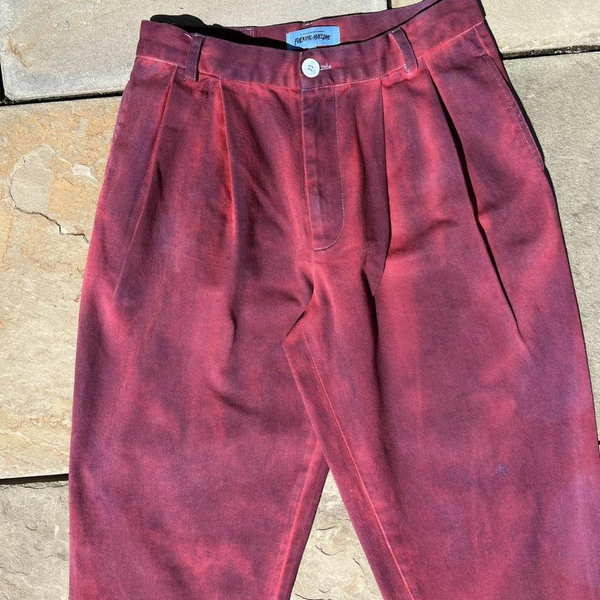 Overdye Distressed FA Pleated Denim Trousers