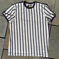 Vertical Striped Heather Grey Navy Red T-shirt