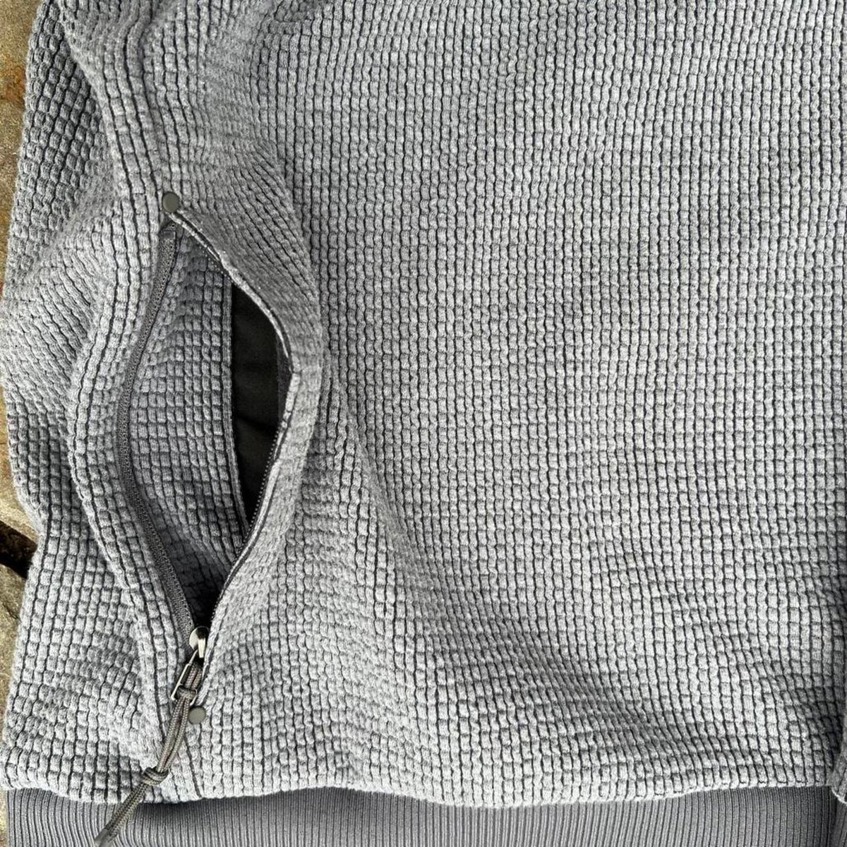 Minimalist Gorpcore Grey Textured Knit Crewneck Sweatshirt