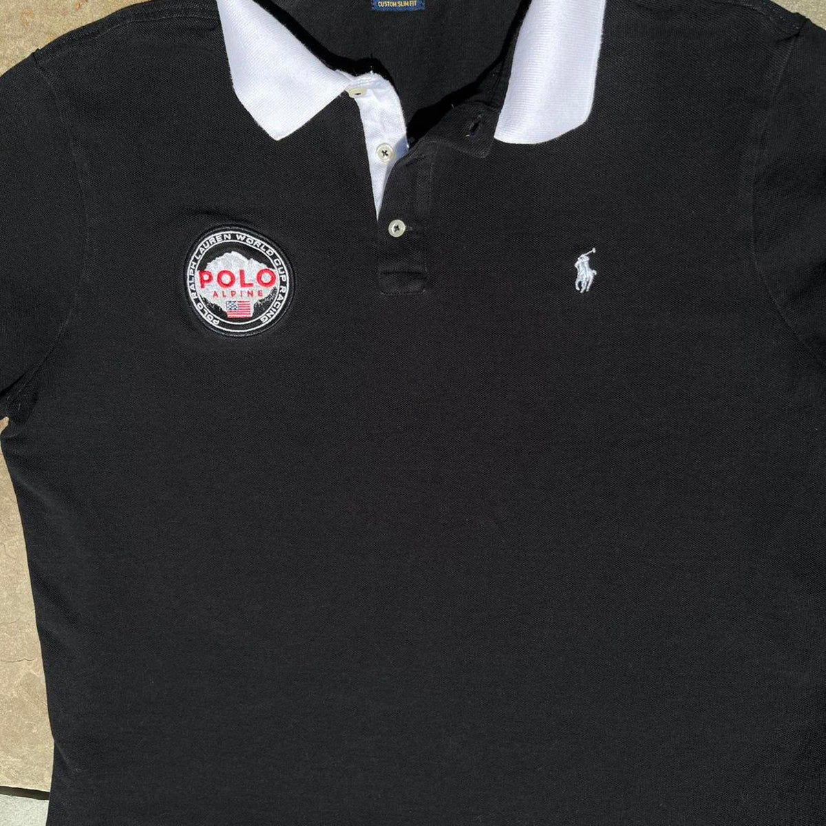 Polo Ralph Lauren Black White Alpine Patch Polo Shirt