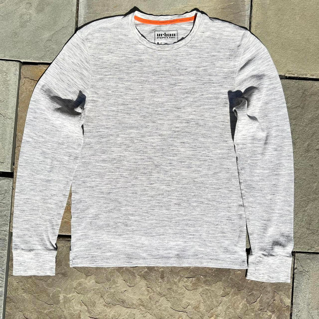 Y2K Light Grey Heather Waffle Knit Thermal