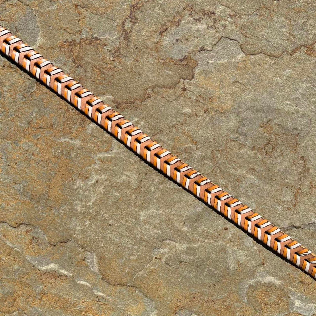 Y2K Fossil Tan/Cream/Brown Leather Woven Western Belt