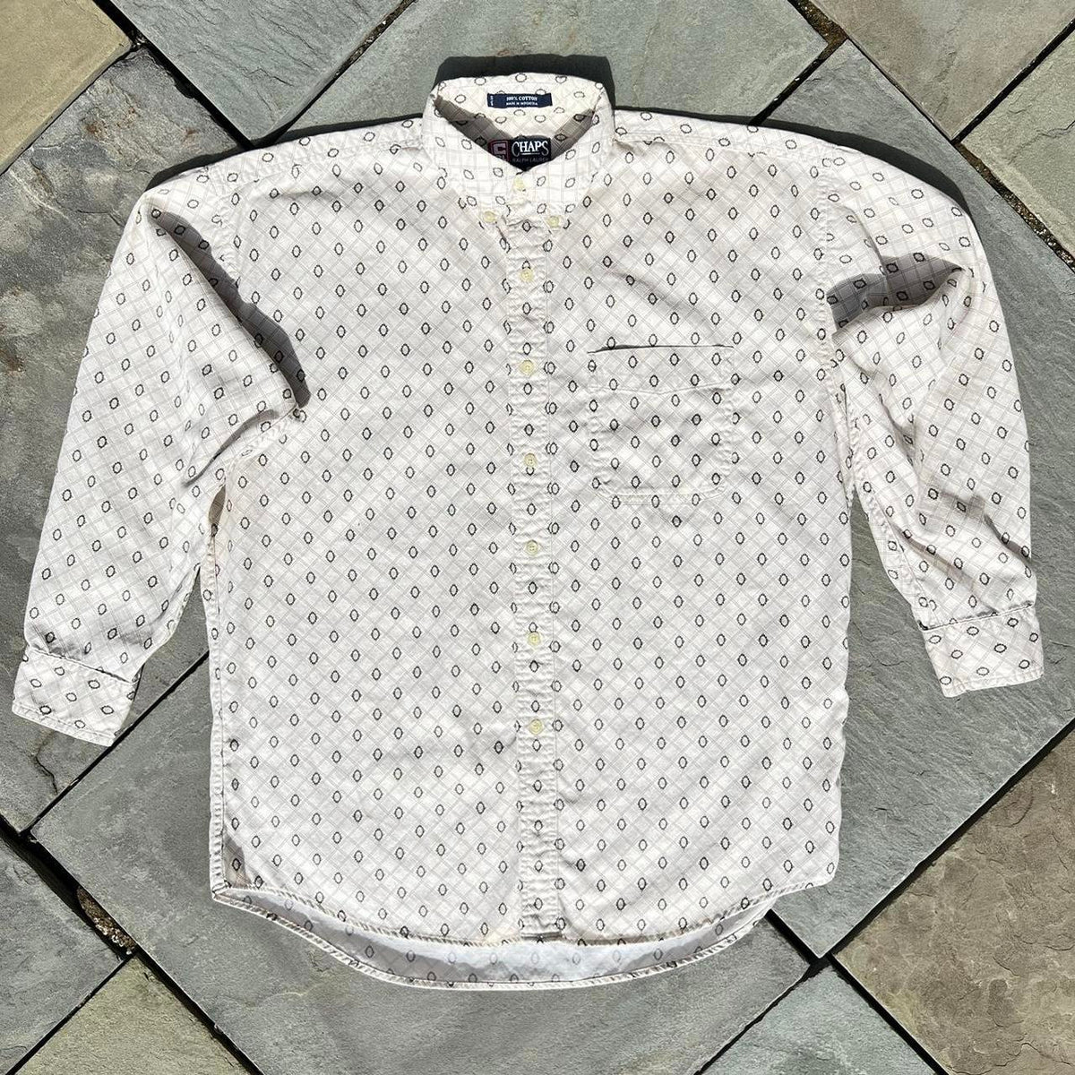 Vintage 90s Diamond Grid Pattern Button Down Shirt