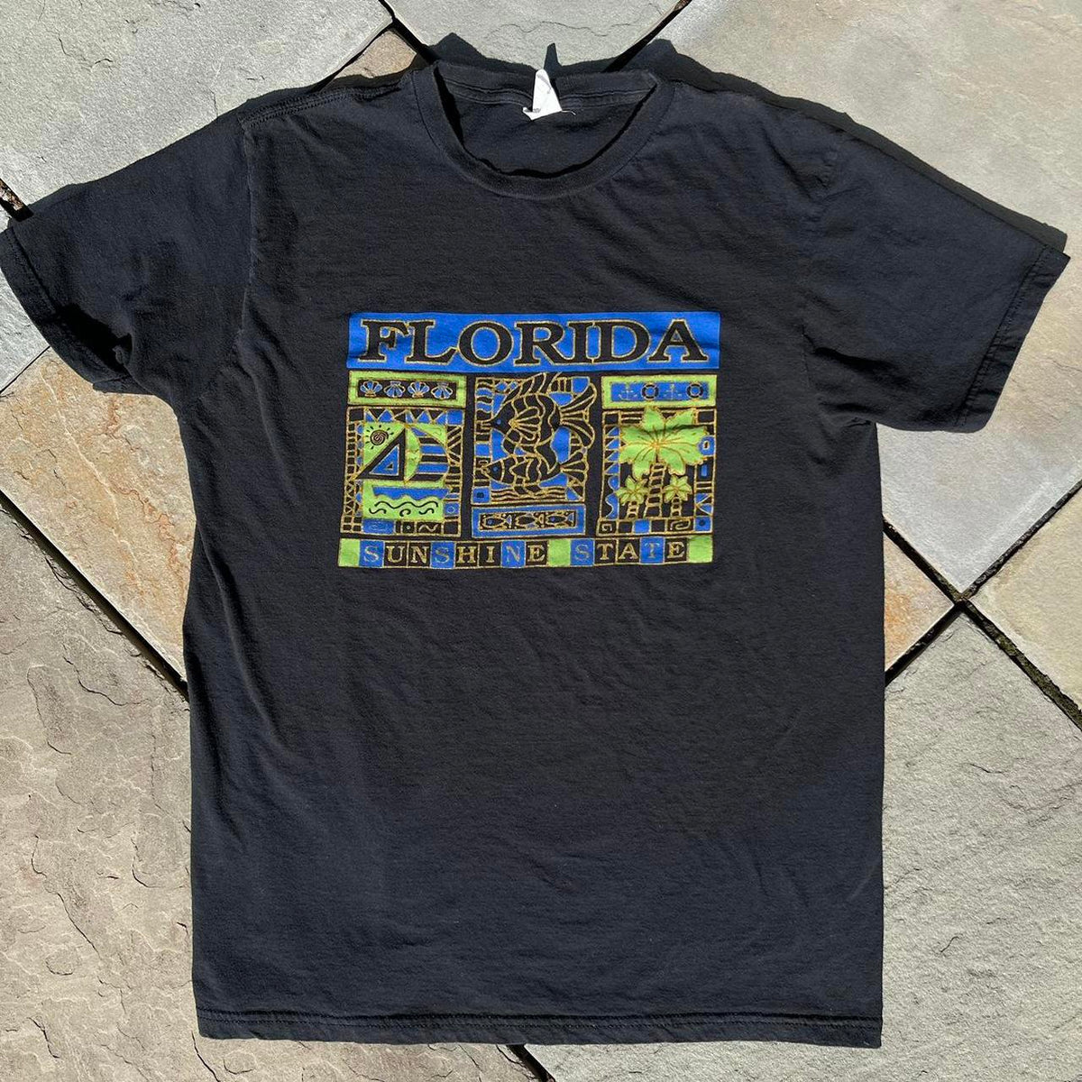 Y2K Florida Sunshine State Black Graphic T-Shirt