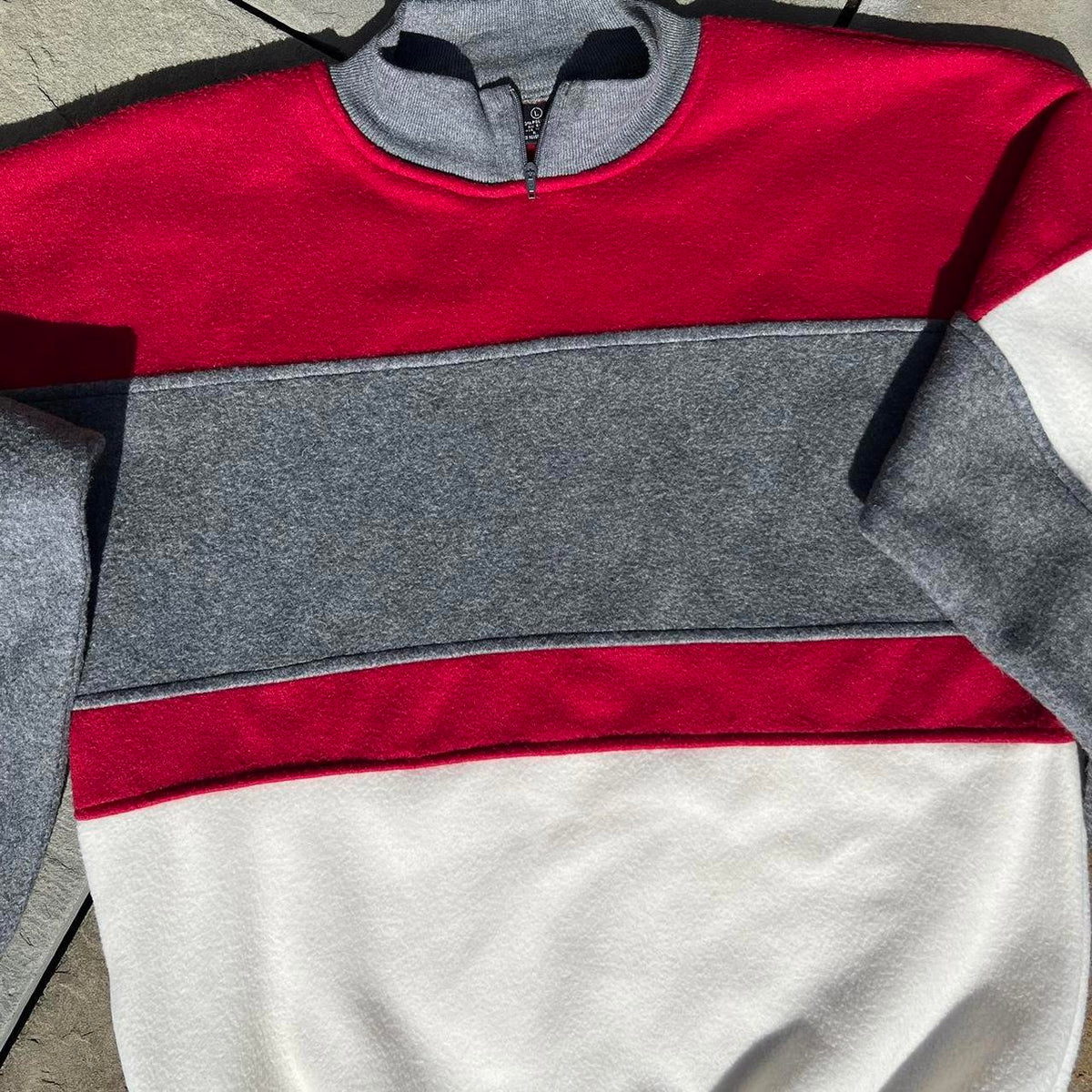 Vintage 90s Zip Mockneck Fleece Colorblock Sweatshirt