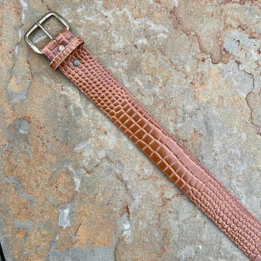 Vintage 90s BrownCroc Embossed Faux Leather Belt