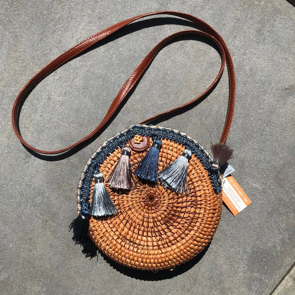Round Woven Cross Body Bag