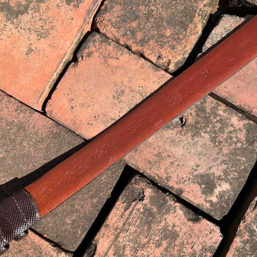 Vintage 90s Dark Brown Embossed Italian Leather Belt
