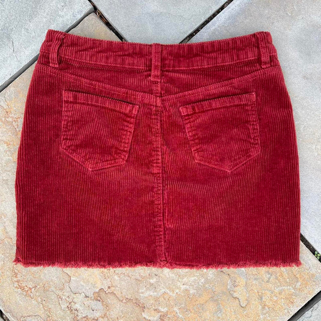 Y2K Burgundy Wide Wale Corduroy Mini Skirt