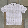 Neo Vintage Y2K White/Tan Plaid Short Sleeve Button Down