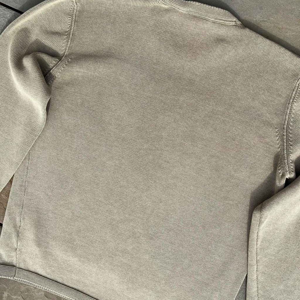 Garment Dyed Tan Knit Crewneck Sweater