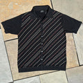 Y2K Black Silk Diagonal Varied Stripe Casual Shirt