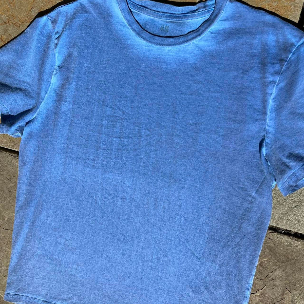 Reworked Overdyed Blue Garment Dyed T-Shirt