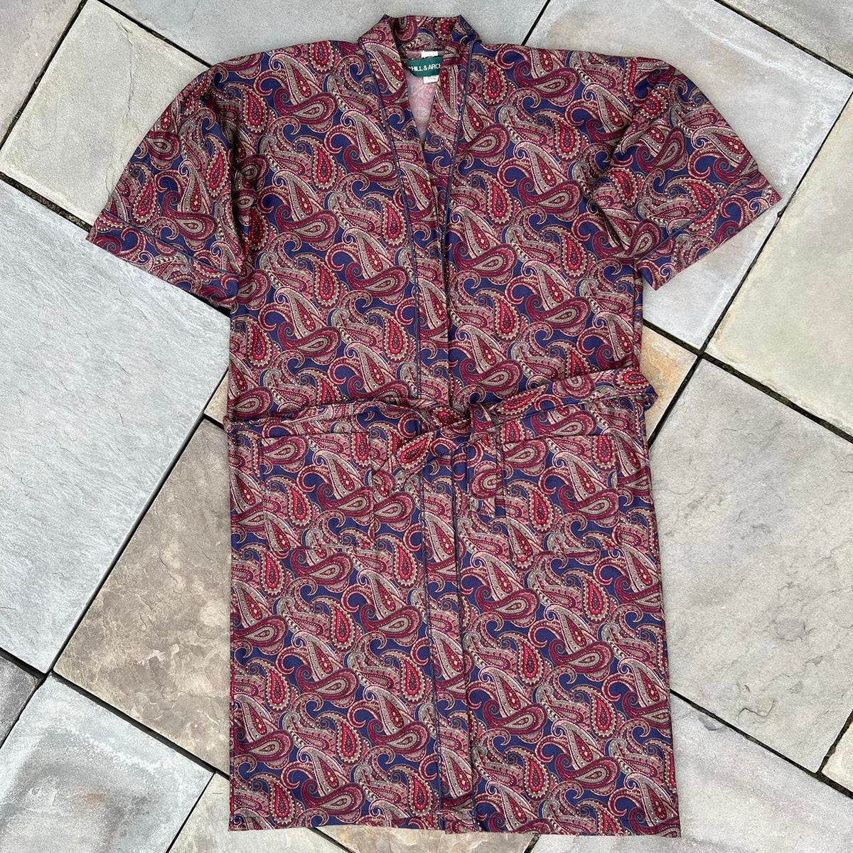Vintage 90s Burgundy Paisley Robe Made in USA