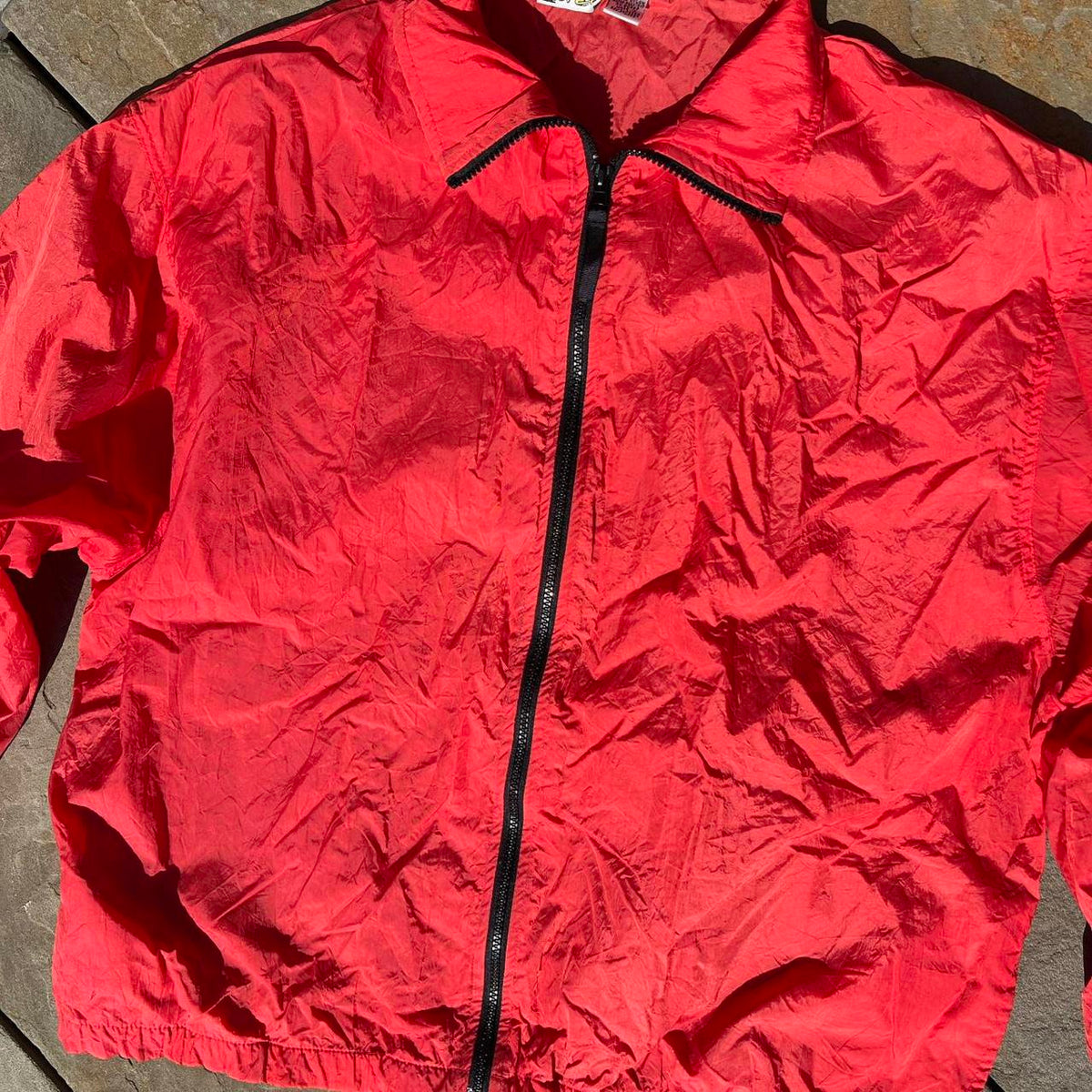 Vintage 90s European Red Black Windbreaker Track Jacket
