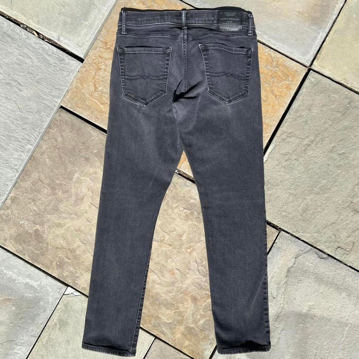 Black Stonewash Grunge Slim Jeans 32W x 30L