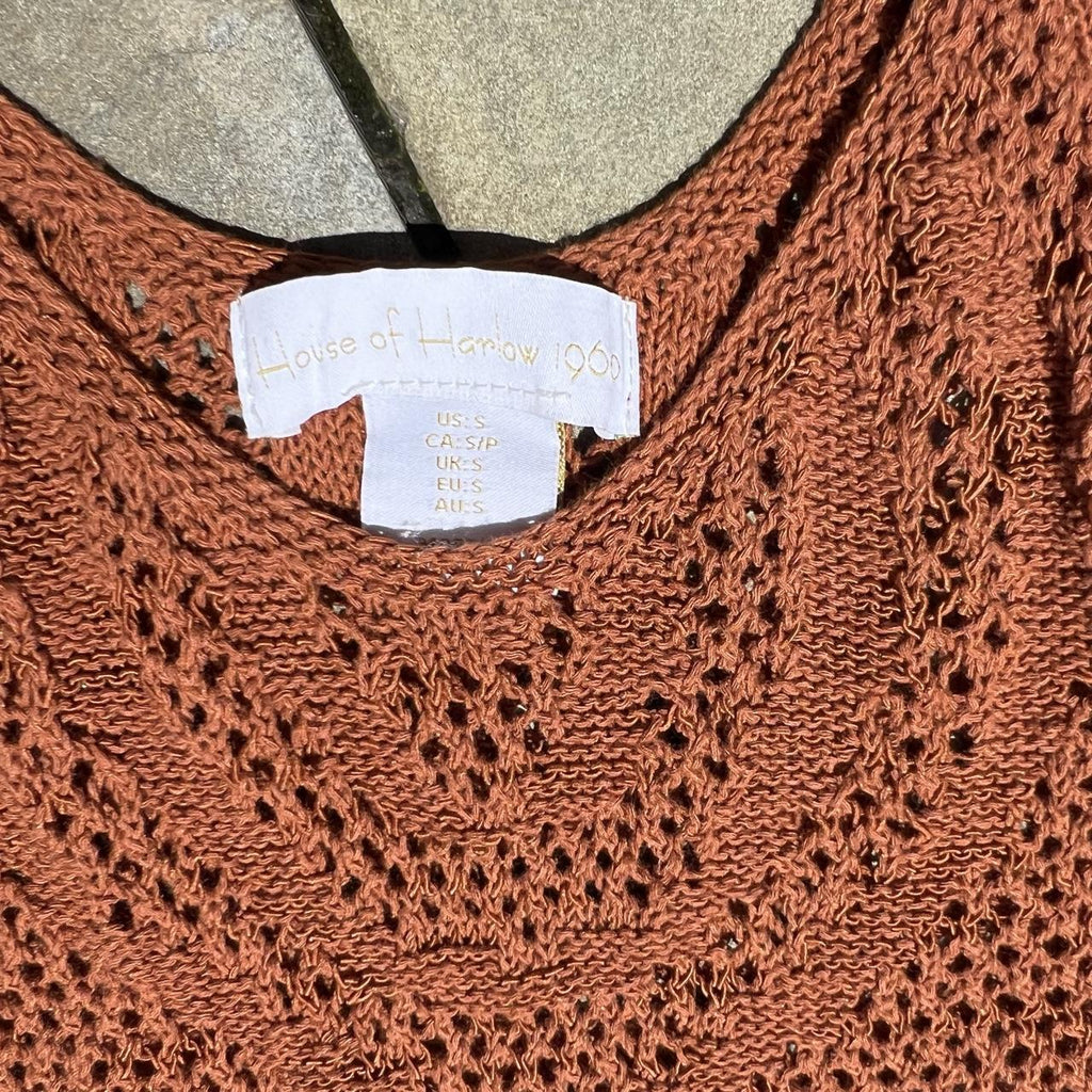 Dark Orange/Brown Mesh Knit Maxi Dress