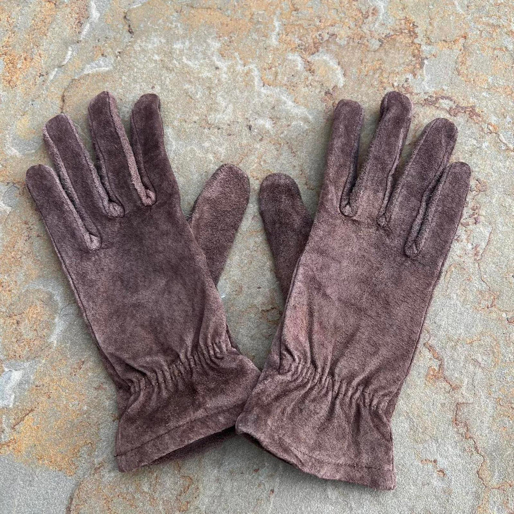 Y2K Brown Suede Leather Gloves
