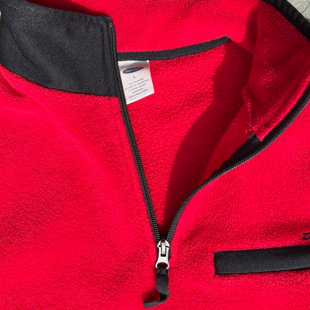 Y2K Gorpcore Red Fleece Quarter Zip Pullover