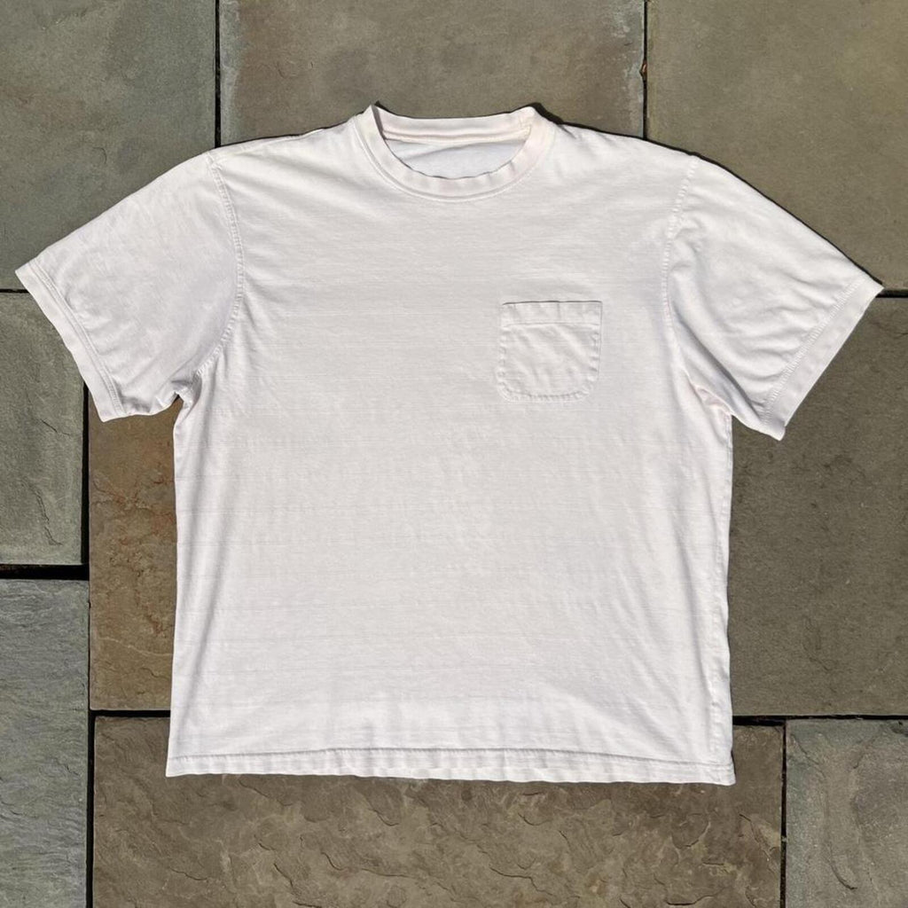 Neo-Vintage Y2K Minimalist Cream Textured Stripe Pocket Tee