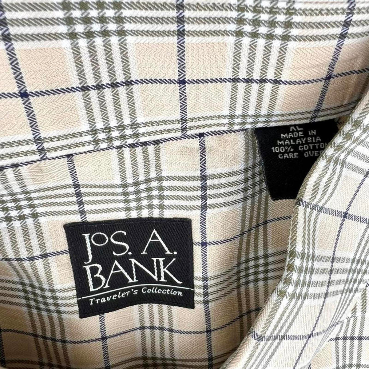 Y2K Tan Blue Herringbone Plaid Button Down Shirt