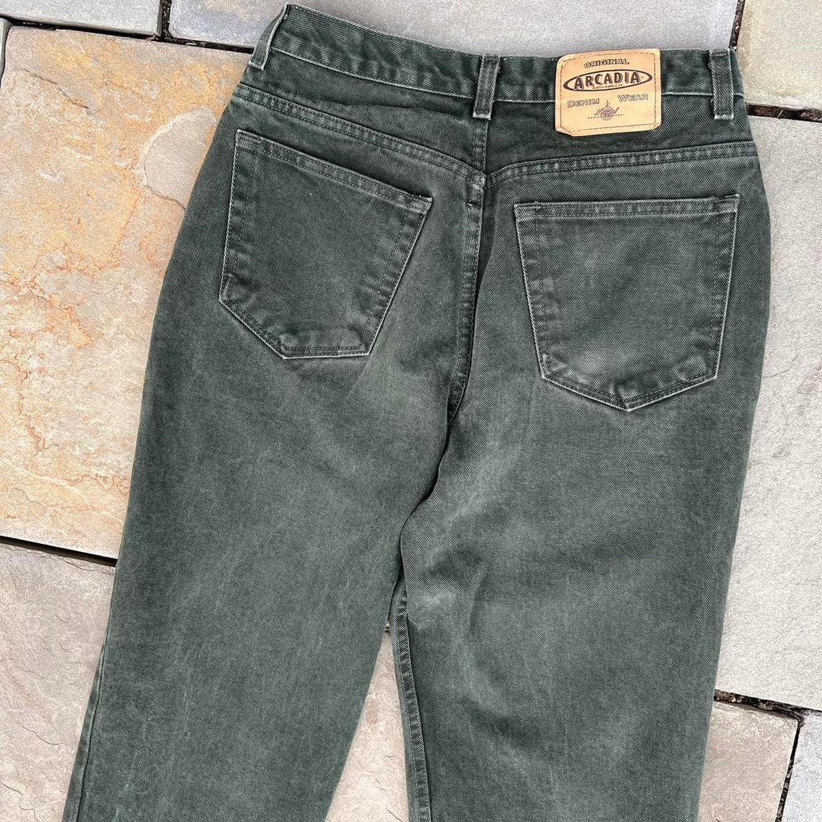 Vintage 90s Dark Green Jeans Made in USA 32x27