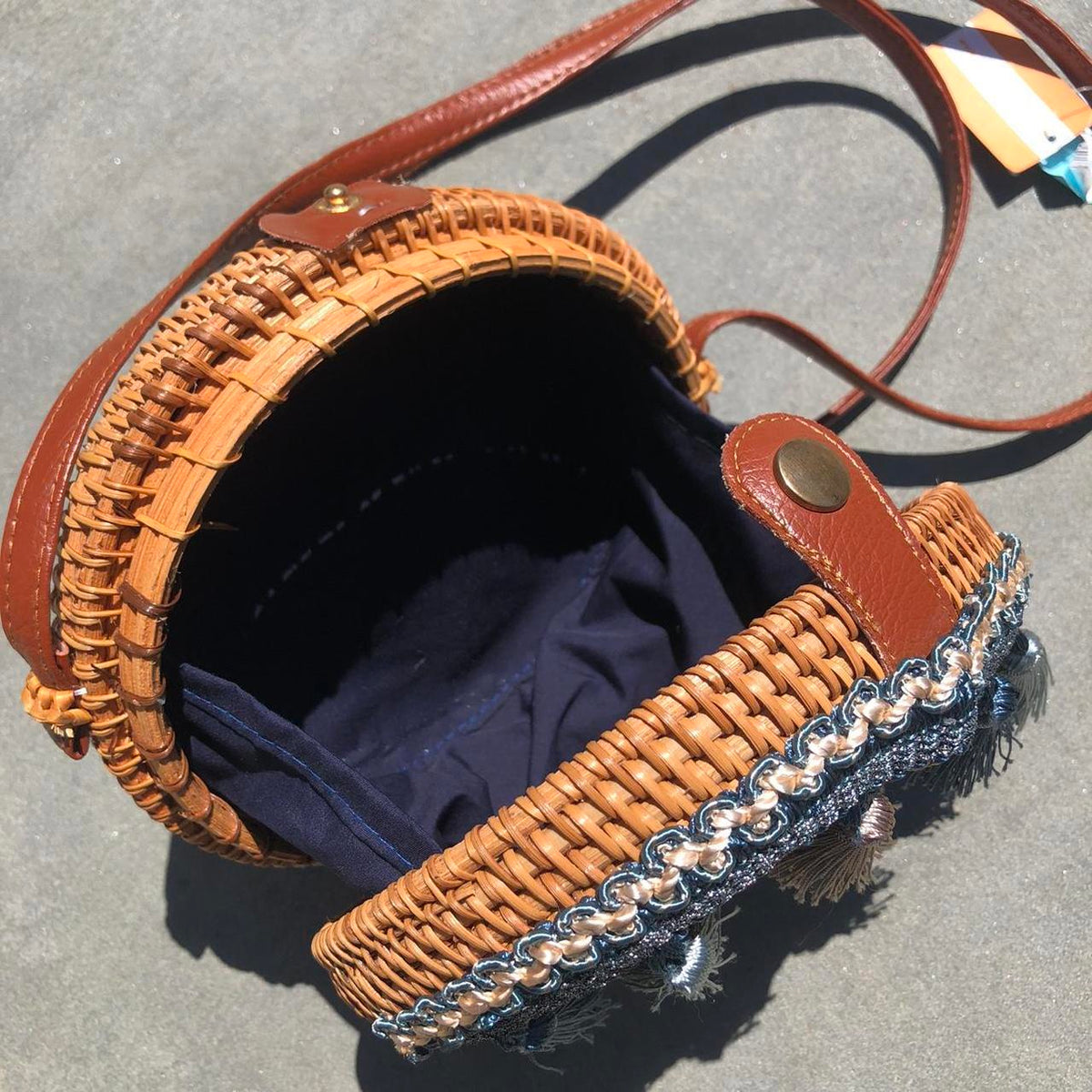 Round Woven Cross Body Bag