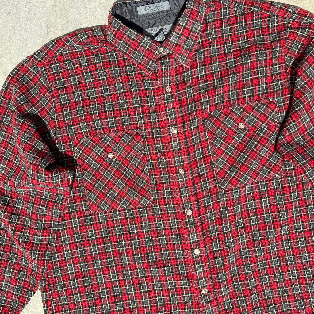 Vintage 90s Woven Plaid Work Shirt
