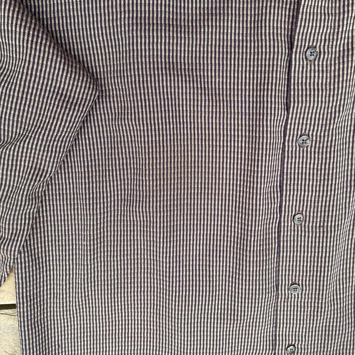 Tan Brown Herringbone Stripe Button Down Neo Vintage Y2K