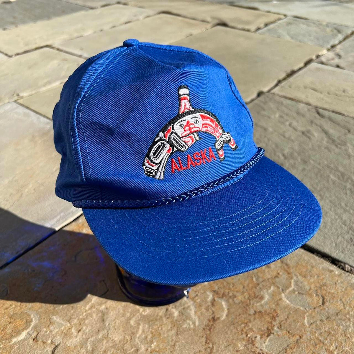 Neo-Vintage 90s Blue Alaska Whale Rope Snap Back Dad Hat