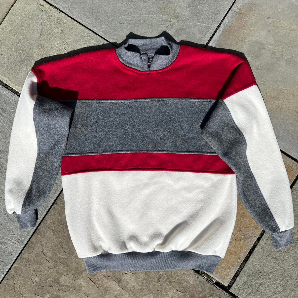 Vintage 90s Zip Mockneck Fleece Colorblock Sweatshirt