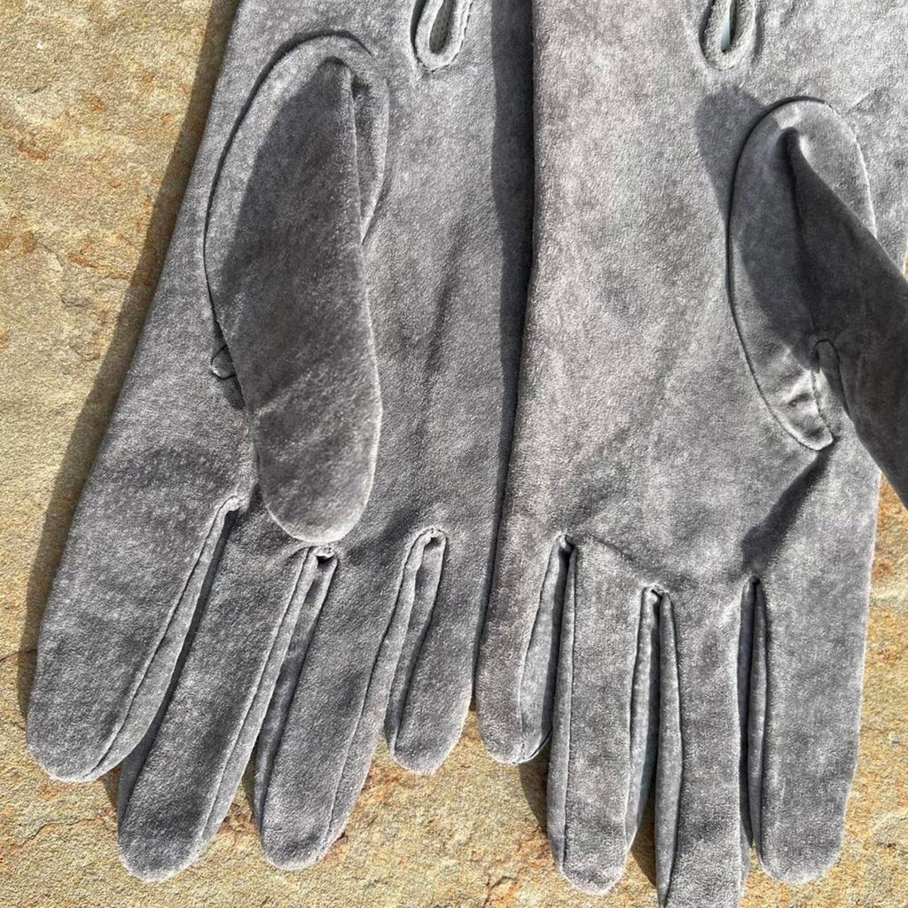 Vintage 90s Grey Suede Leather Gloves