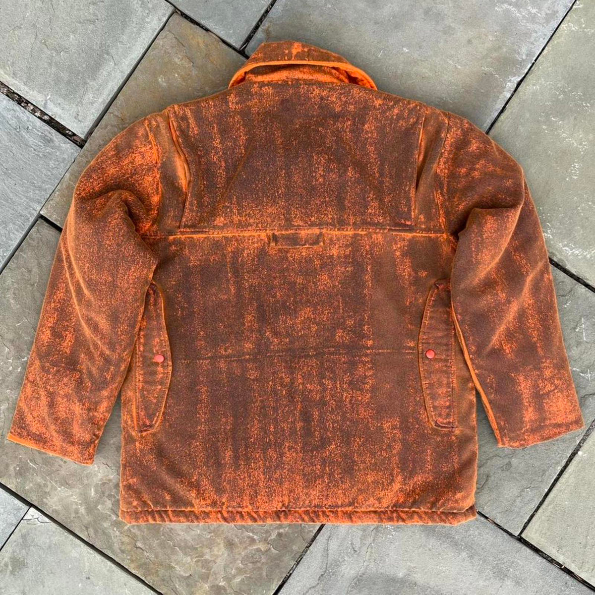 Vintage 80s Pigment Painted 2-way Zipper Coat Made in USA