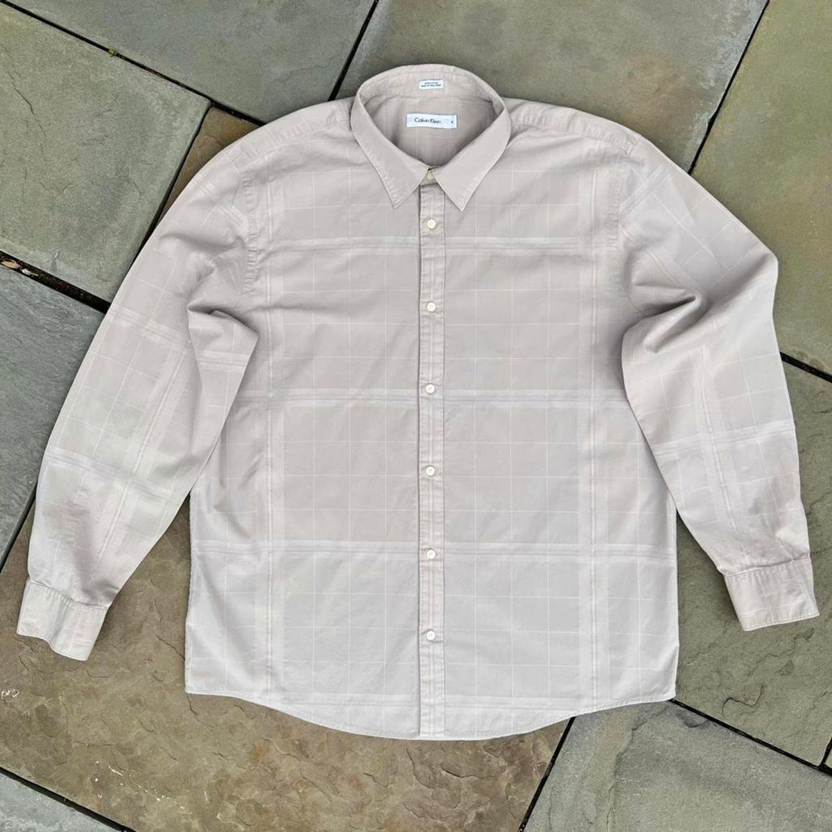 Vintage 90s Tan Tonal Plaid Button Down Shirt