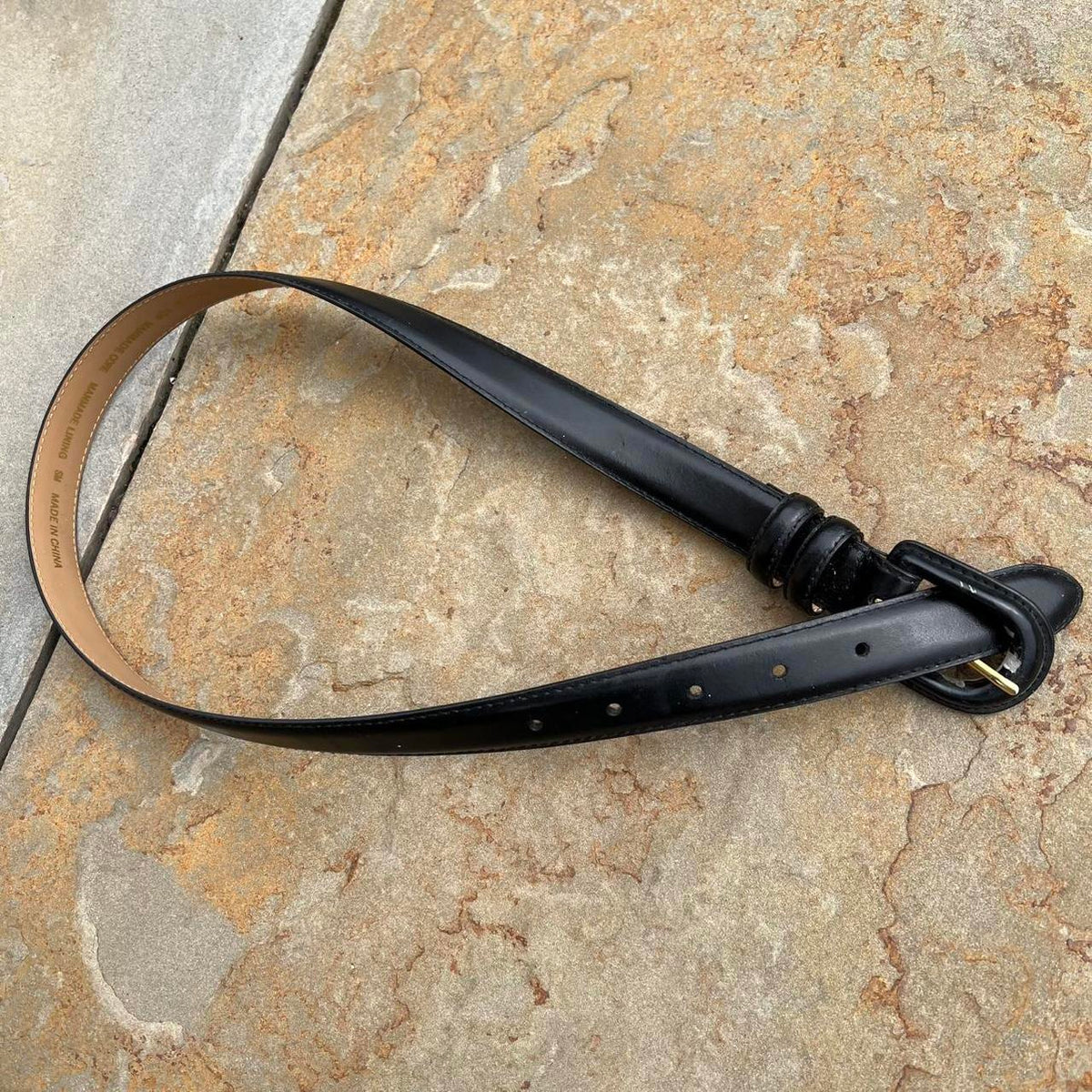 Y2K Black Full Leather Belt