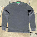Y2K Minimalist Grey + Green Stitch Waffle Knit Thermal