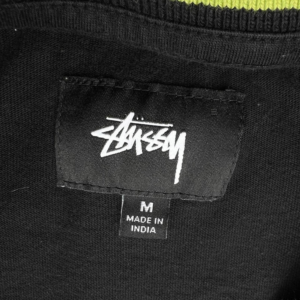 Black Stüssy Jacquard Green Blue Trim Pocket T-shirt