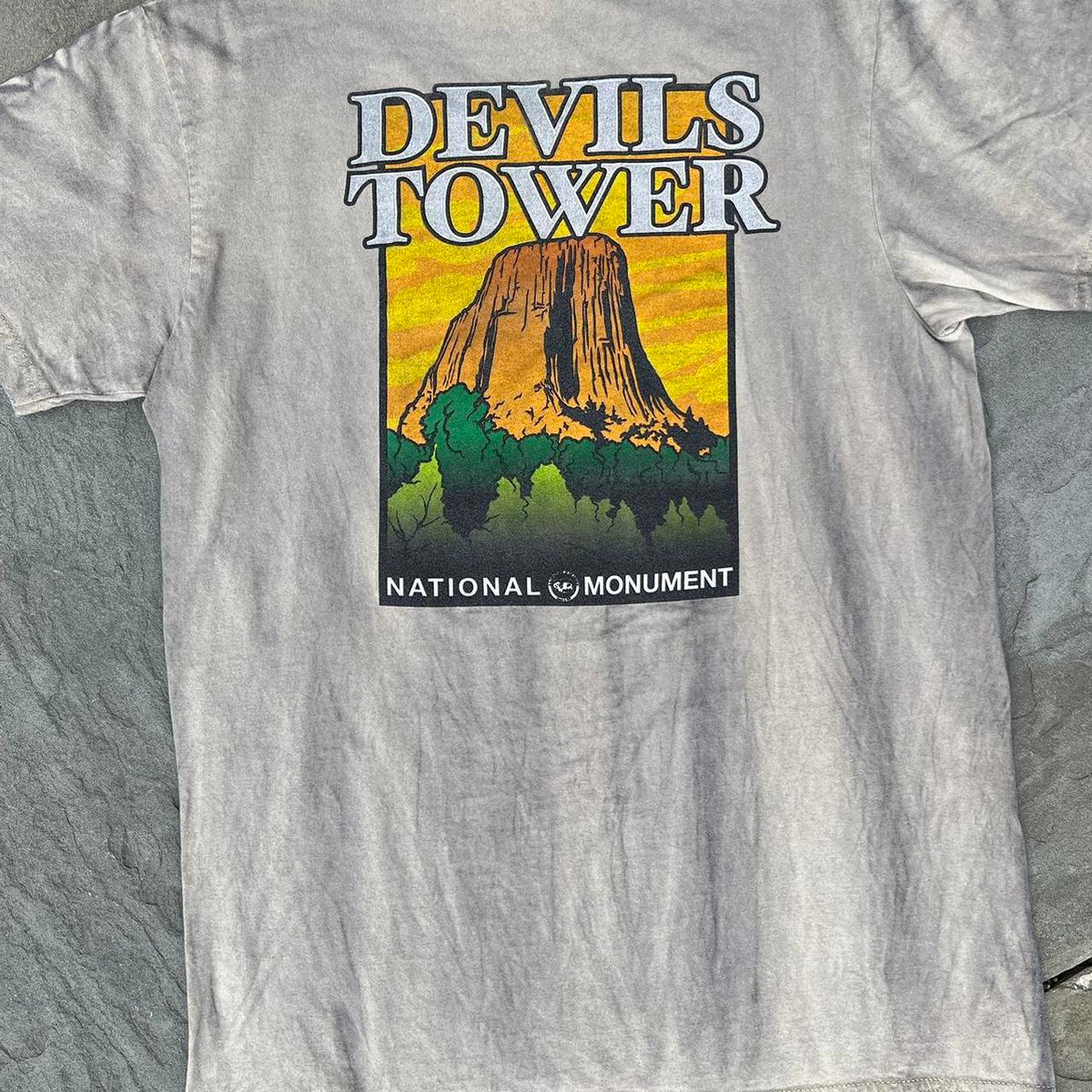Upcycled Overdyed Devil’s Tower Wyoming T-Shirt Made in USA