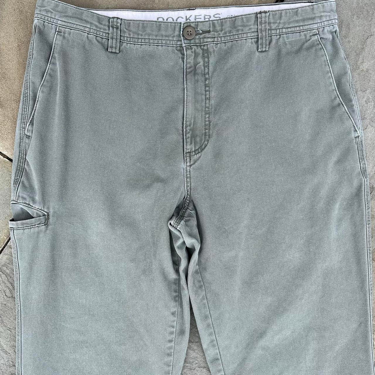 Y2K Pale Olive Green Canvas Utility Work Pants