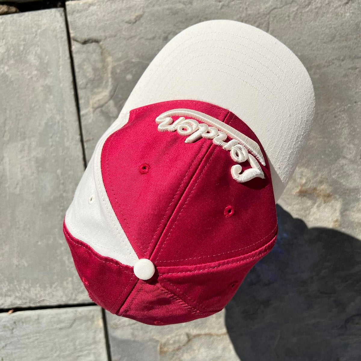 Vintage 90s London Maroon and Cream SnapBack Hat