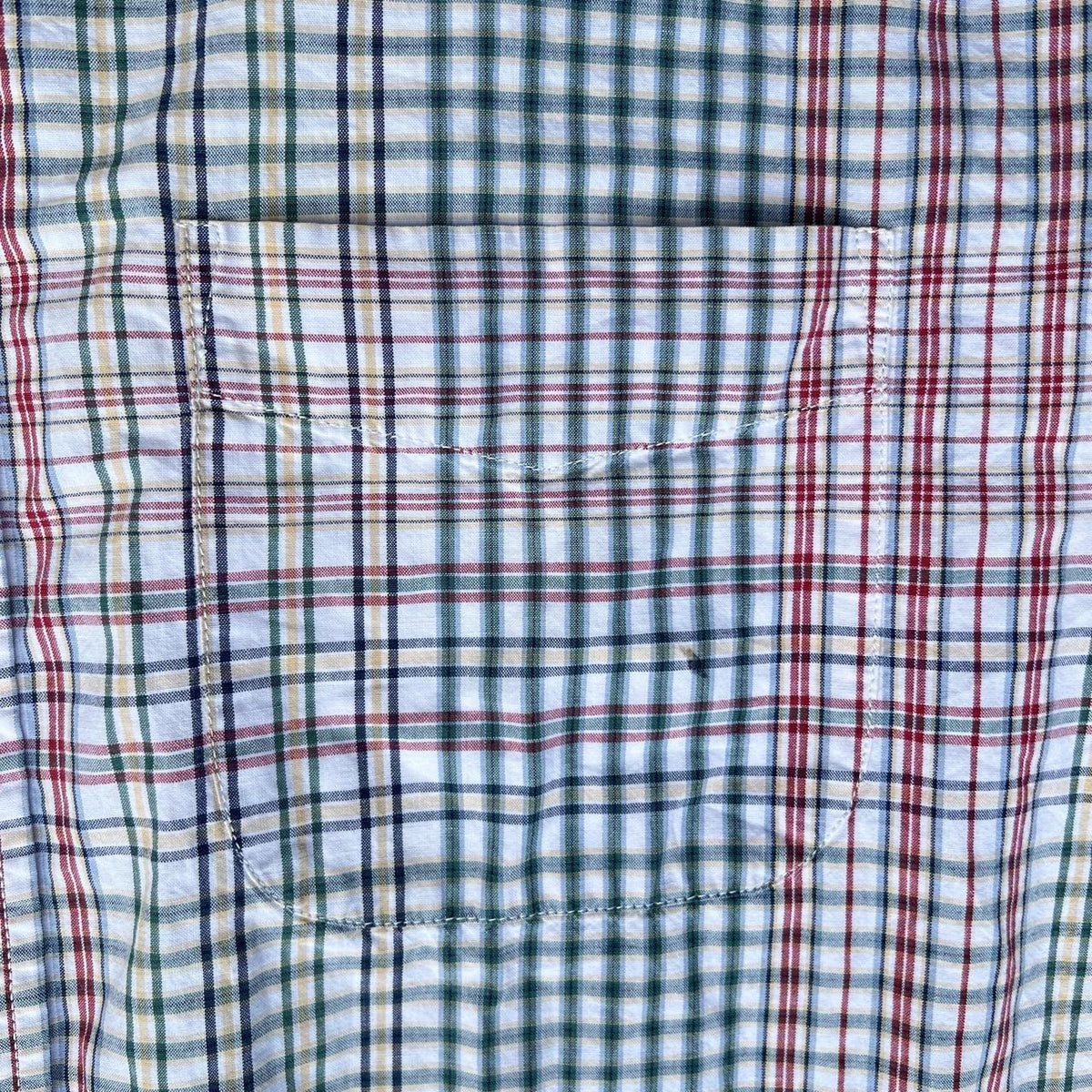 Vintage 90s Multi-Color Check Plaid Short Sleeve Button Down
