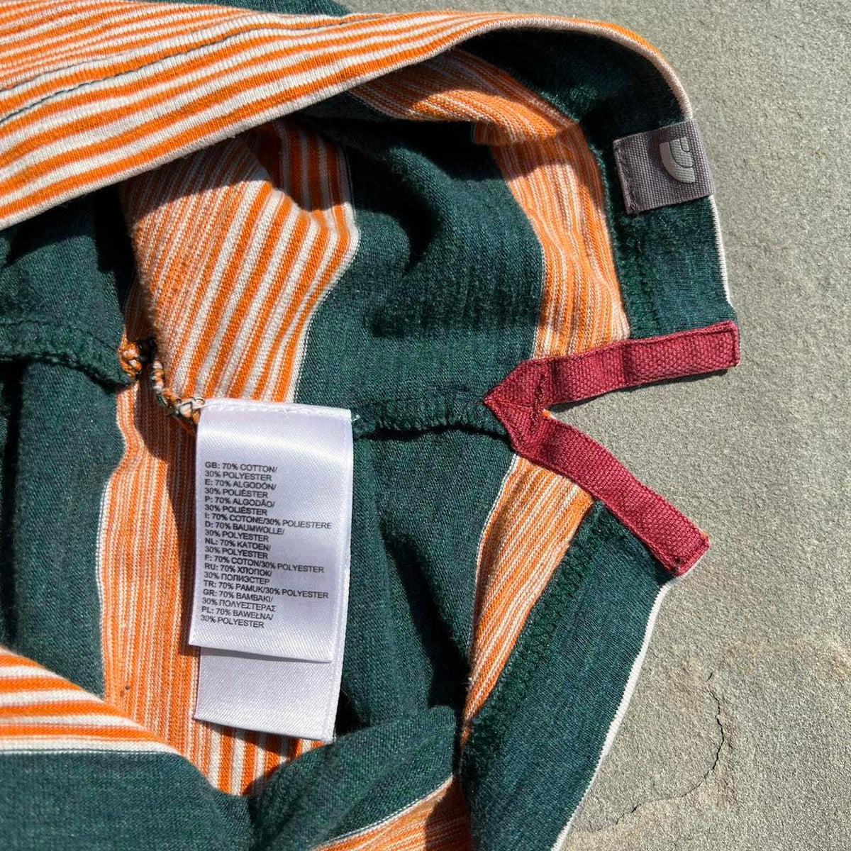 The North Face Orange and Green Striped Polo