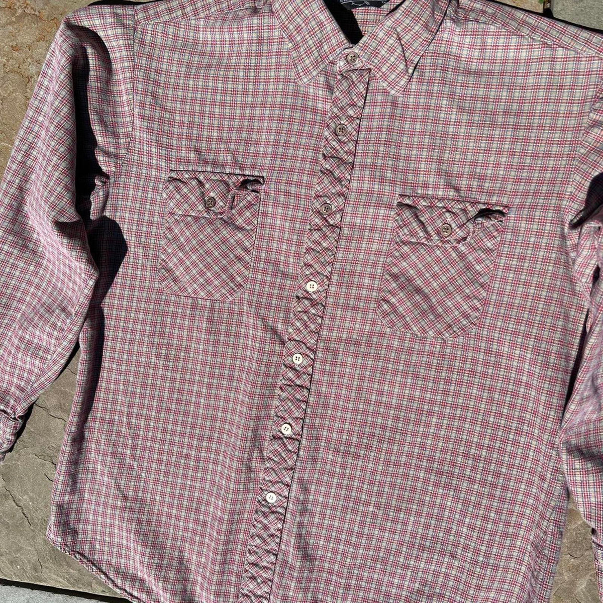 Vintage 90s Houndstooth Plaid Button Down Shirt