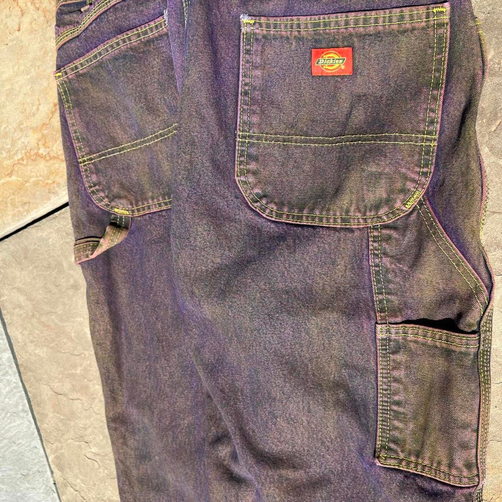 Reworked Dickies Purple Brown Yellow Denim Carpenter Jeans