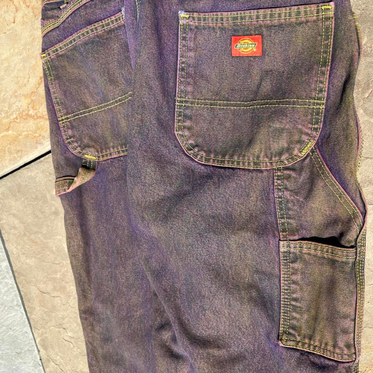 Reworked Dickies Purple Brown Yellow Denim Carpenter Jeans